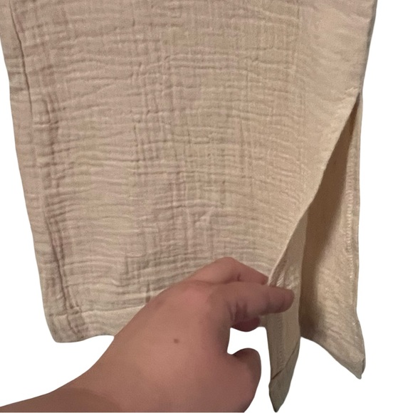 NWOT Sanctuary Cream Wide Leg Pull On Textured Pants 100% Cotton, Women's Size M - Picture 5 of 8